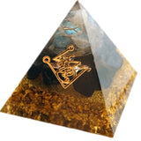 Pirâmide de orgonite muladhara chakra com  obsidian  natural - Espavo store