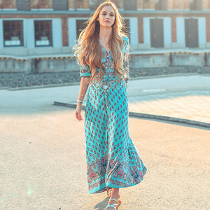 Vestido Boho Turquesa