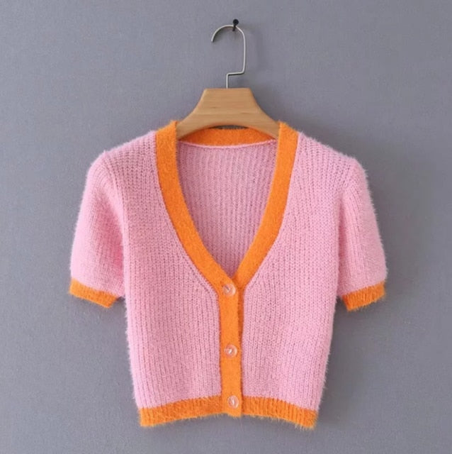 Cardigan Cropped Manga Curta - Espavo store