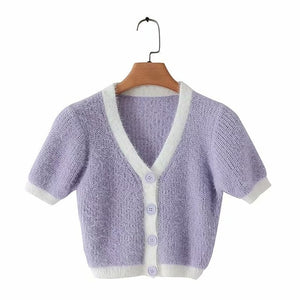 Cardigan Cropped Manga Curta - Espavo store